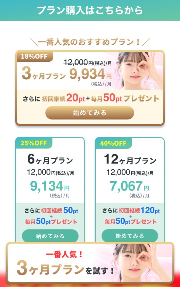 ペイターズの有料プラン購入画面