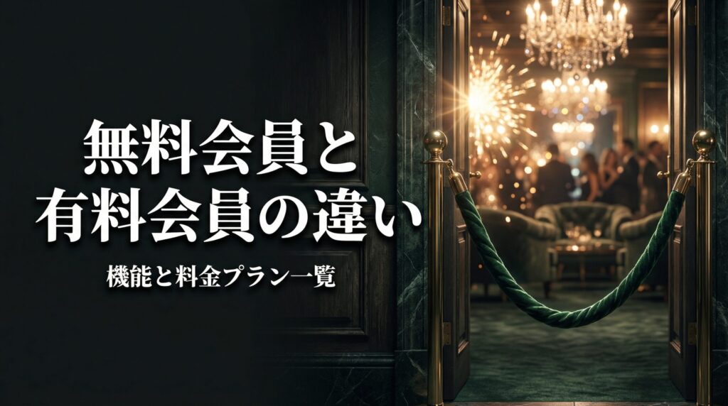VIPルームの入り口とベルベットのロープ。ペイターズの無料会員と有料会員で利用できる機能の違いを解説する見出し画像