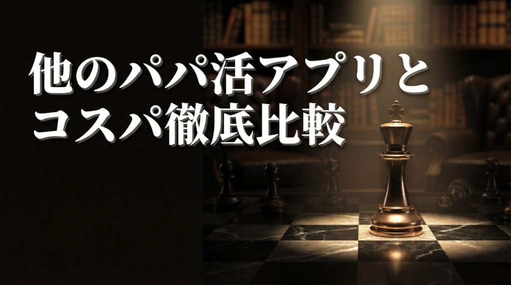 チェス盤で光を浴びるキングの駒。ペイターズと他のパパ活アプリの料金やコスパを徹底比較する見出し画像。