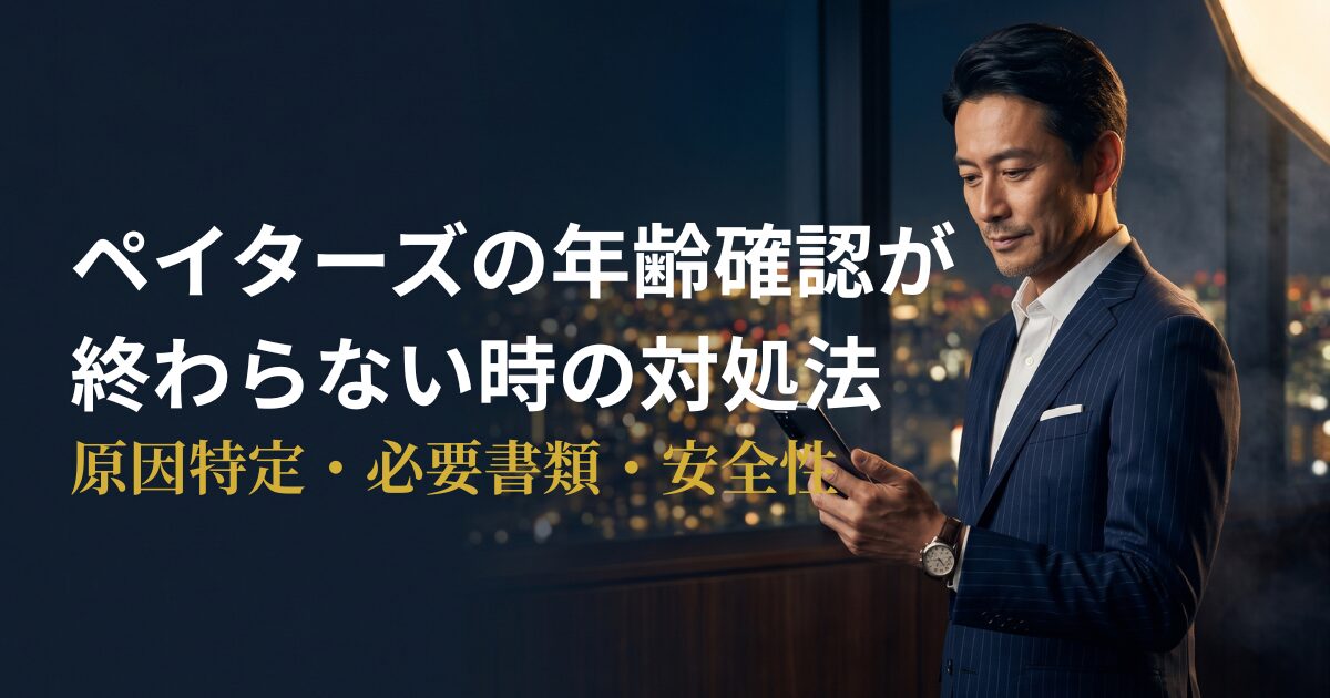 ペイターズの年齢確認が終わらない原因と対処法を解説するアイキャッチ