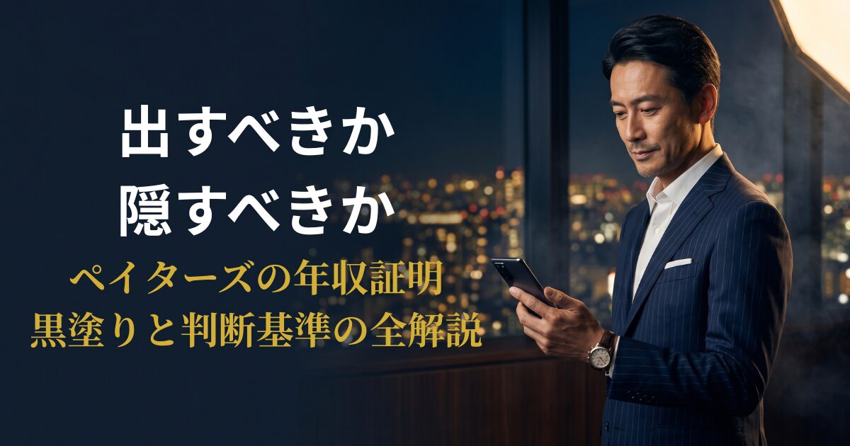 書類を手に考えるエグゼクティブのペイターズ年収証明解説アイキャッチ
