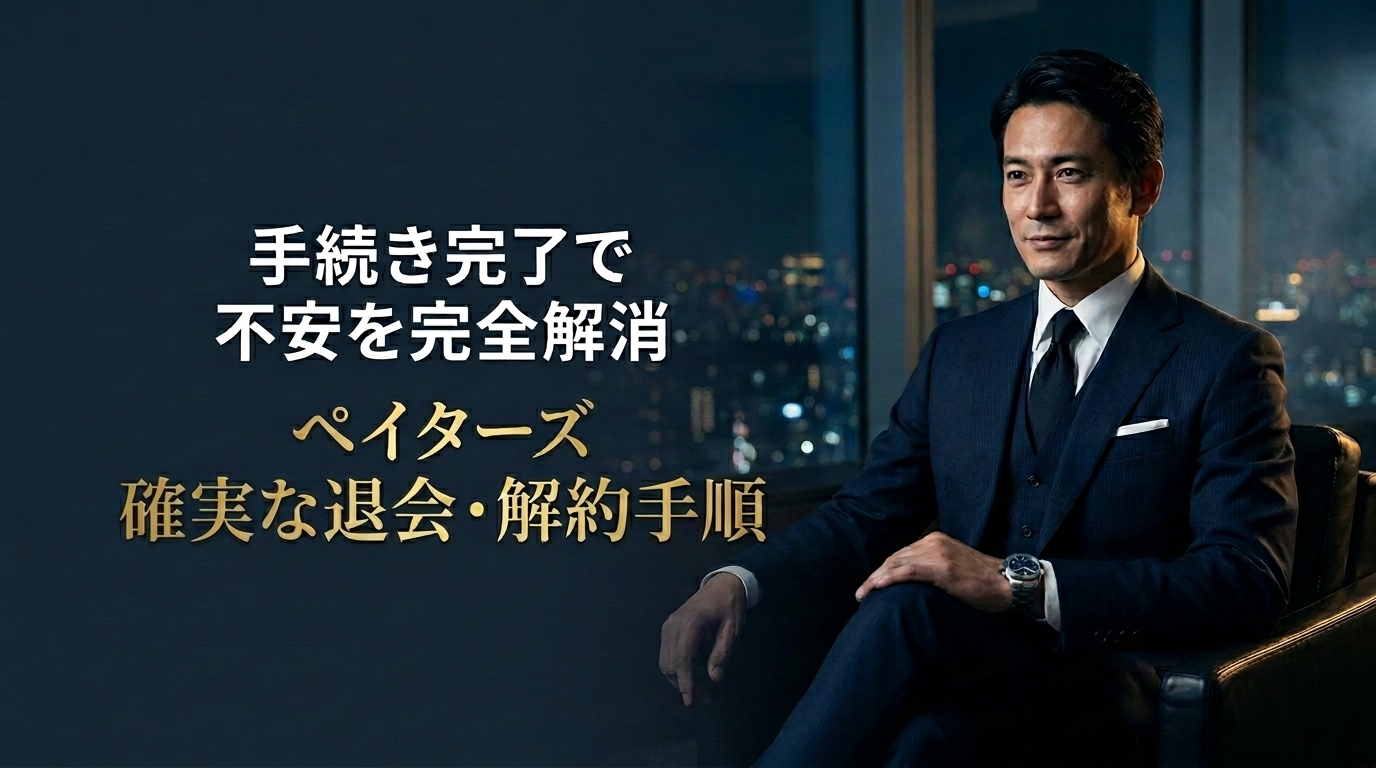 ペイターズ退会方法と自動更新解約を解説するビジネスエグゼクティブのアイキャッチ