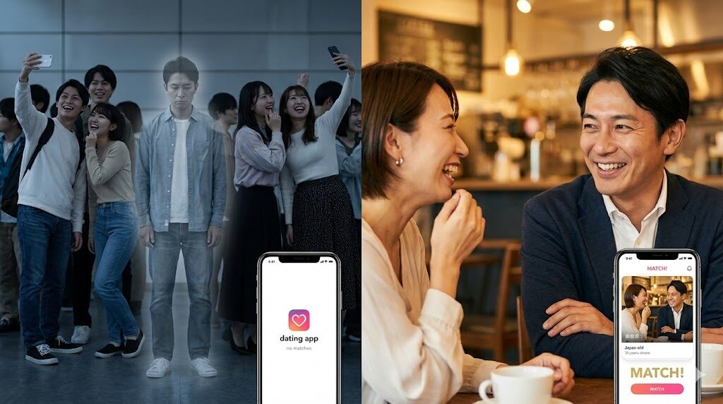 30代男性が若年層向けマッチングアプリを使うとマッチングしない理由の図解