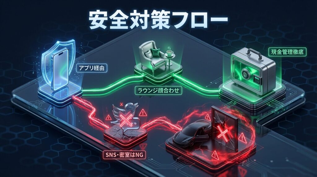 名古屋パパ活 安全対策フローチャート