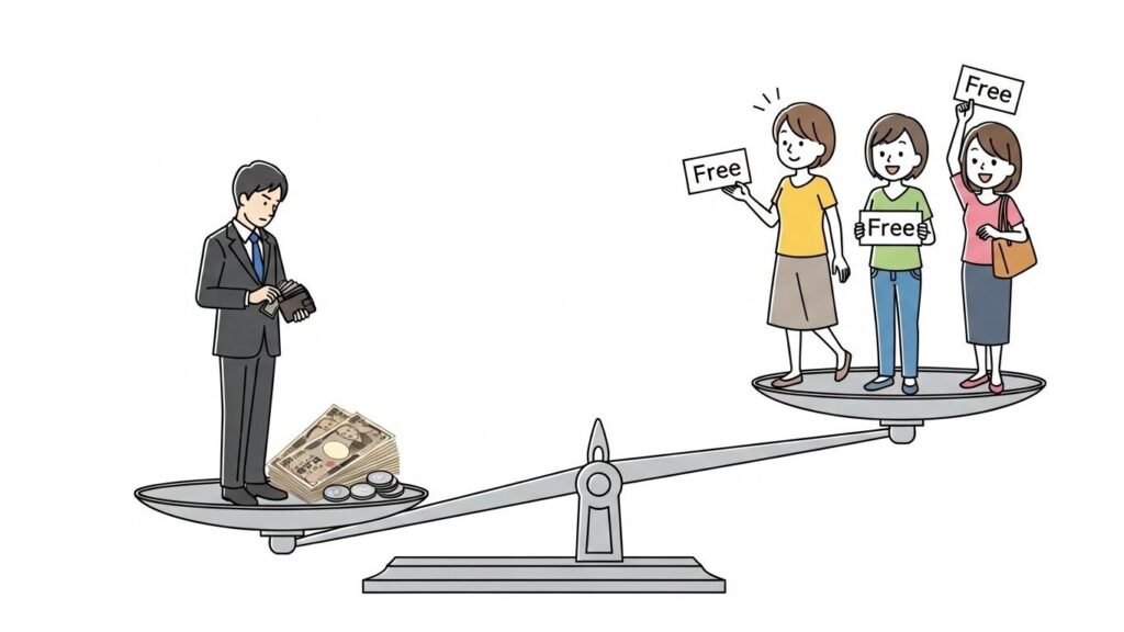 マッチングアプリの男女課金格差と民度の図解