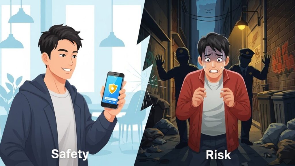 パパ活アプリの安全性と池田公園のリスク比較図解