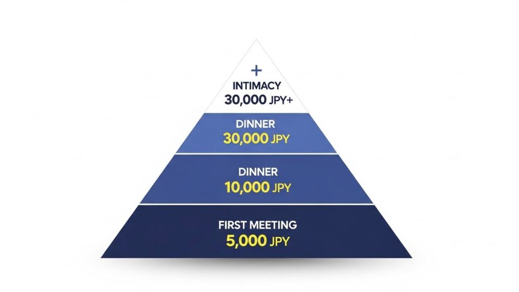 名古屋パパ活のお手当相場ピラミッド(顔合わせ・食事・大人)