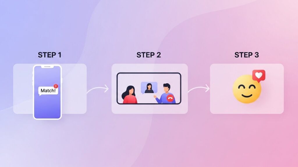 ラブアンの恋Q(オンライン顔合わせ)機能の使い方フロー