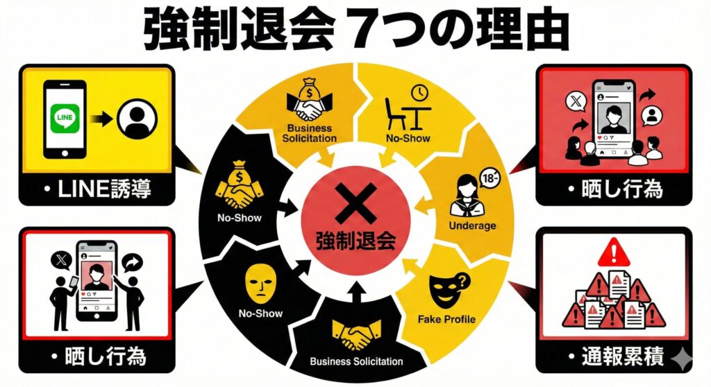 ペイターズ 強制退会 7つの理由 インフォグラフィック