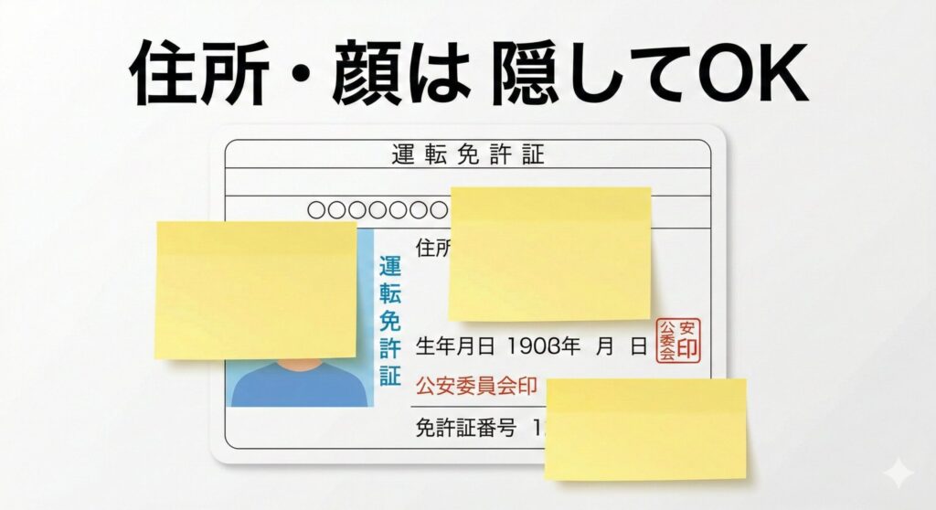 運転免許証 マスキング 年齢確認 隠し方 図解