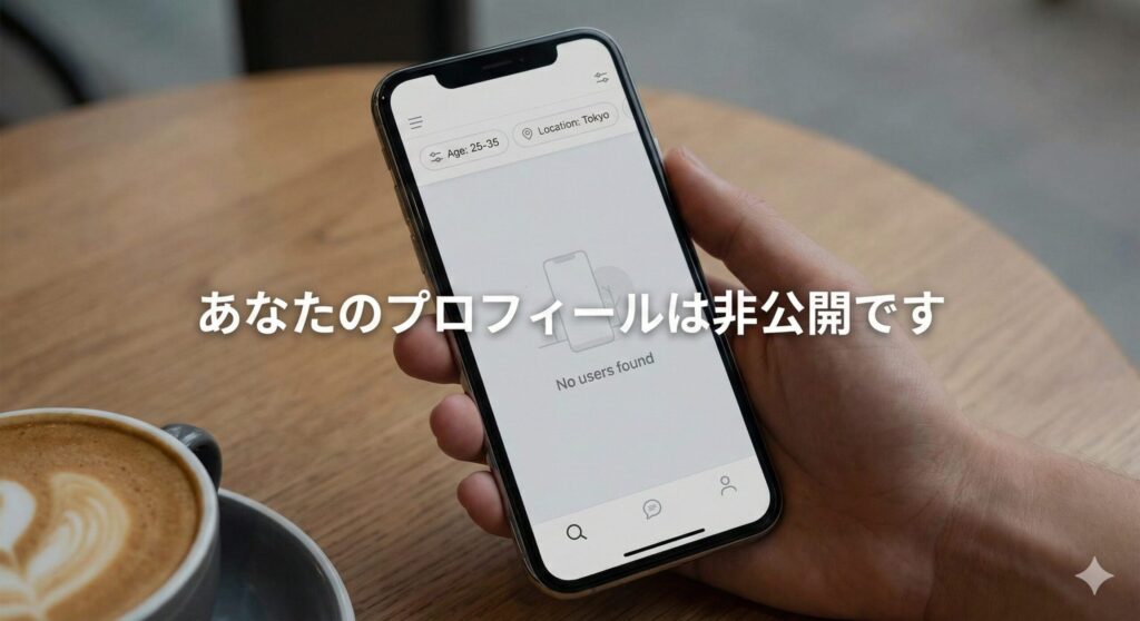 ペイターズのプライベートモードON時の女性側検索画面イメージ