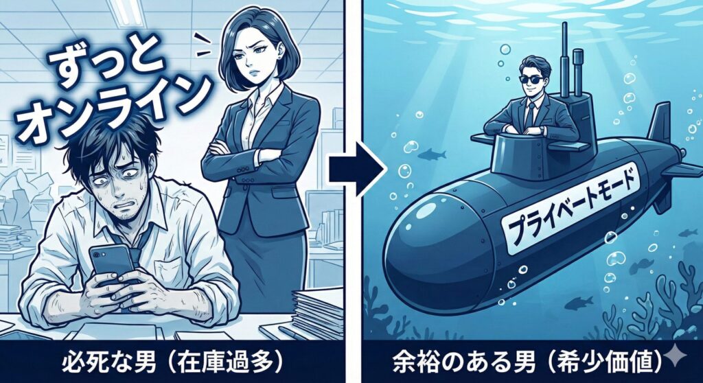 ログイン状態と女性からの評価の関係性