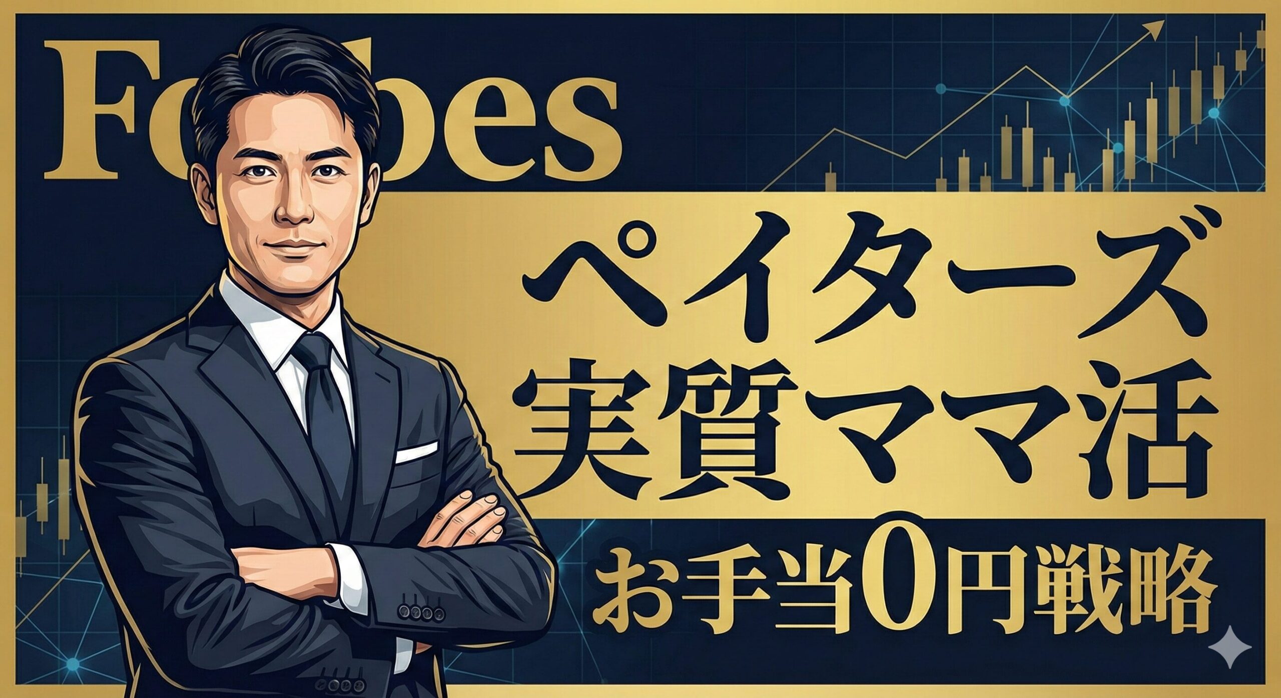 ペイターズで「お手当0円」の実質ママ活を成功させるための戦略解説記事のアイキャッチ画像。スーツ姿の経営者男性と資産防衛のイメージ。
