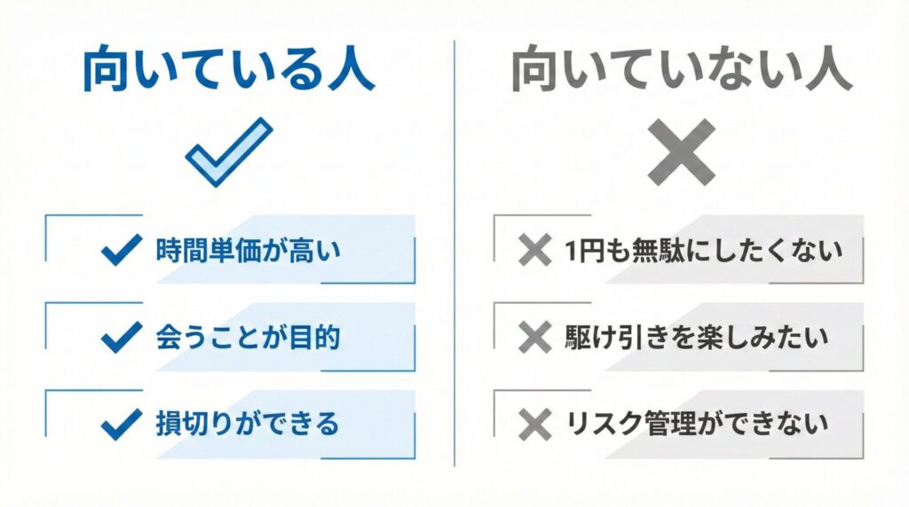 ペイターズが向いている人・向いていない人を比較した図解
