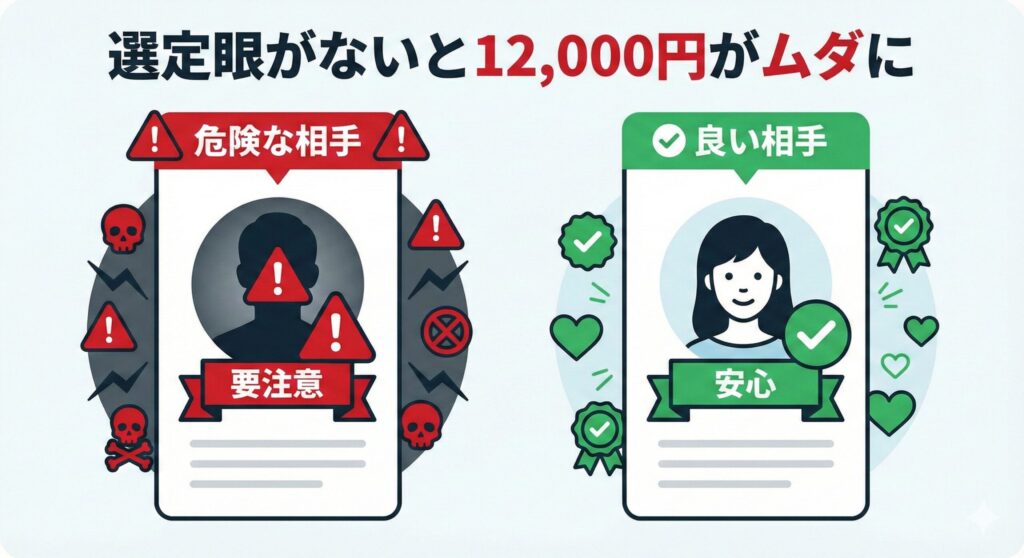 パパ活アプリで注意すべき業者・地雷ユーザーの特徴イメージ