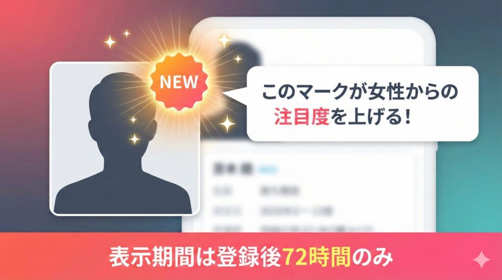 ペイターズの新規会員に付与されるNEWマークのイメージ