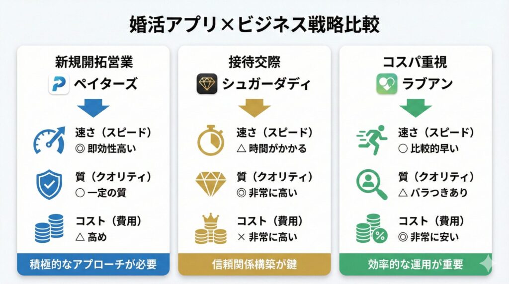 ペイターズ・シュガーダディ・ラブアンの特徴を比較した図解
