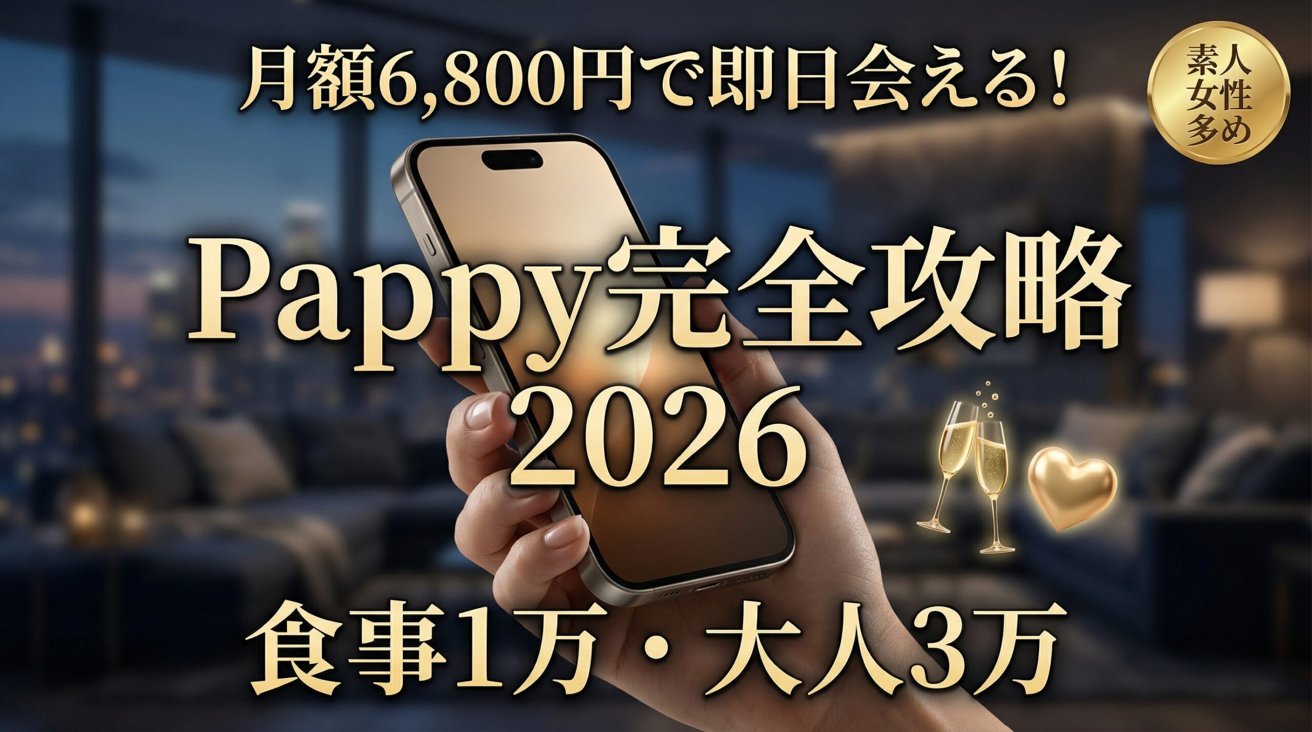 2026年最新版Pappy(パピー)攻略ガイド。月額6,800円で即日会える素人女性との出会い方と低価格な相場を解説。