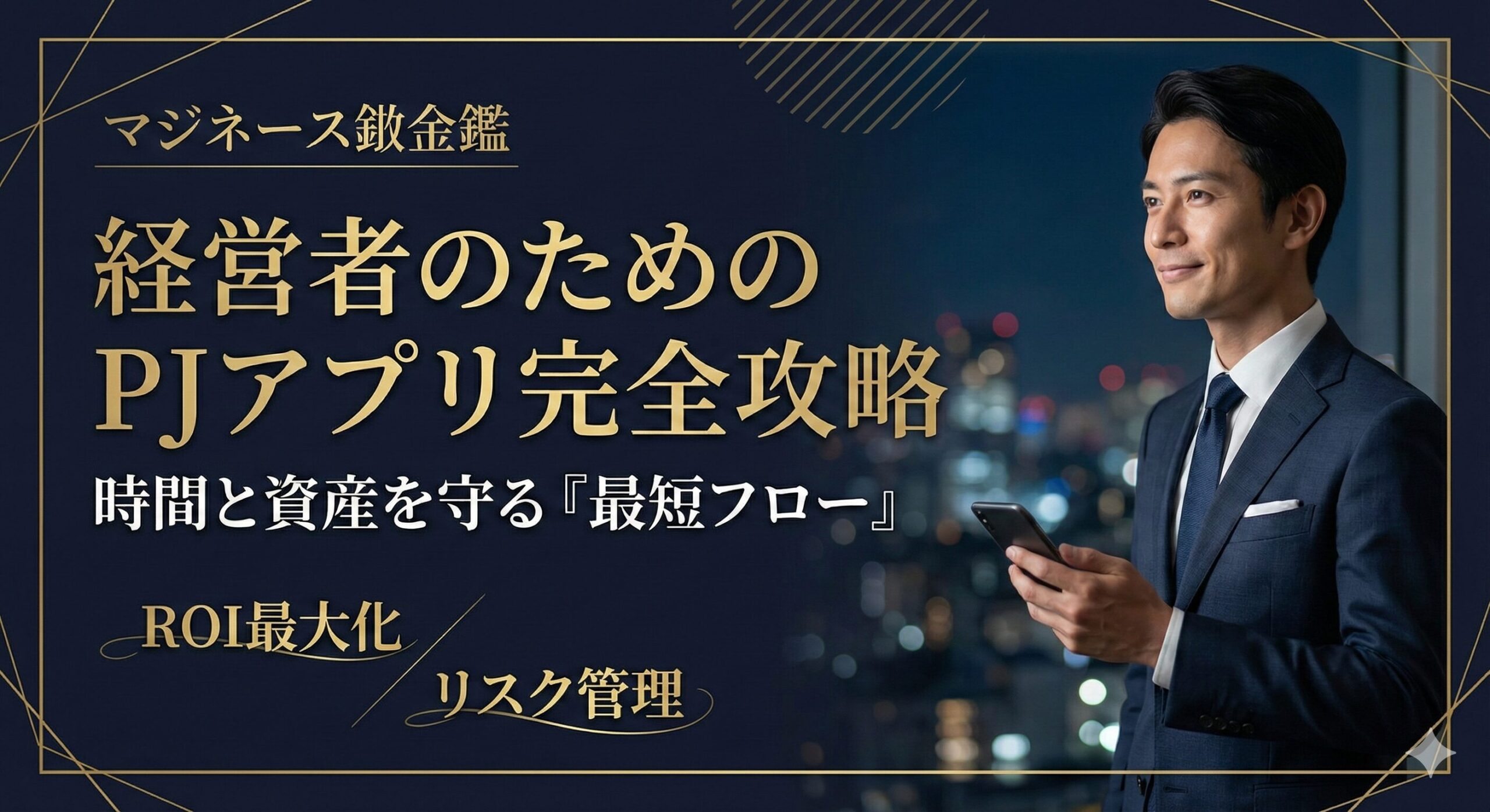 経営者向けPJアプリ攻略法のアイキャッチ。時間と資産を守る最短フローを解説。