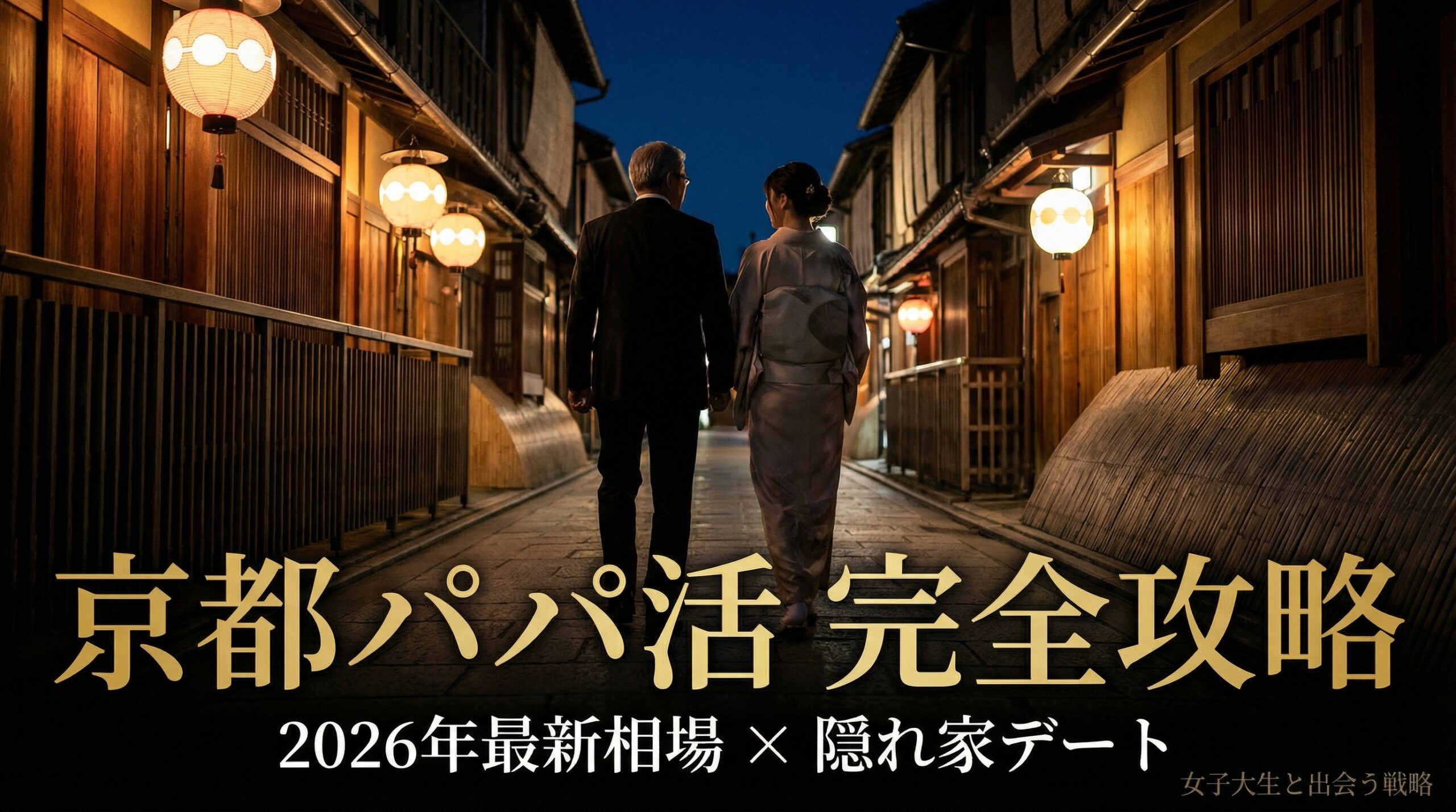 京都の夜景を背景にしたパパ活デートのイメージ。2026年最新の相場とおすすめアプリ4選、隠れ家デート戦略を解説。