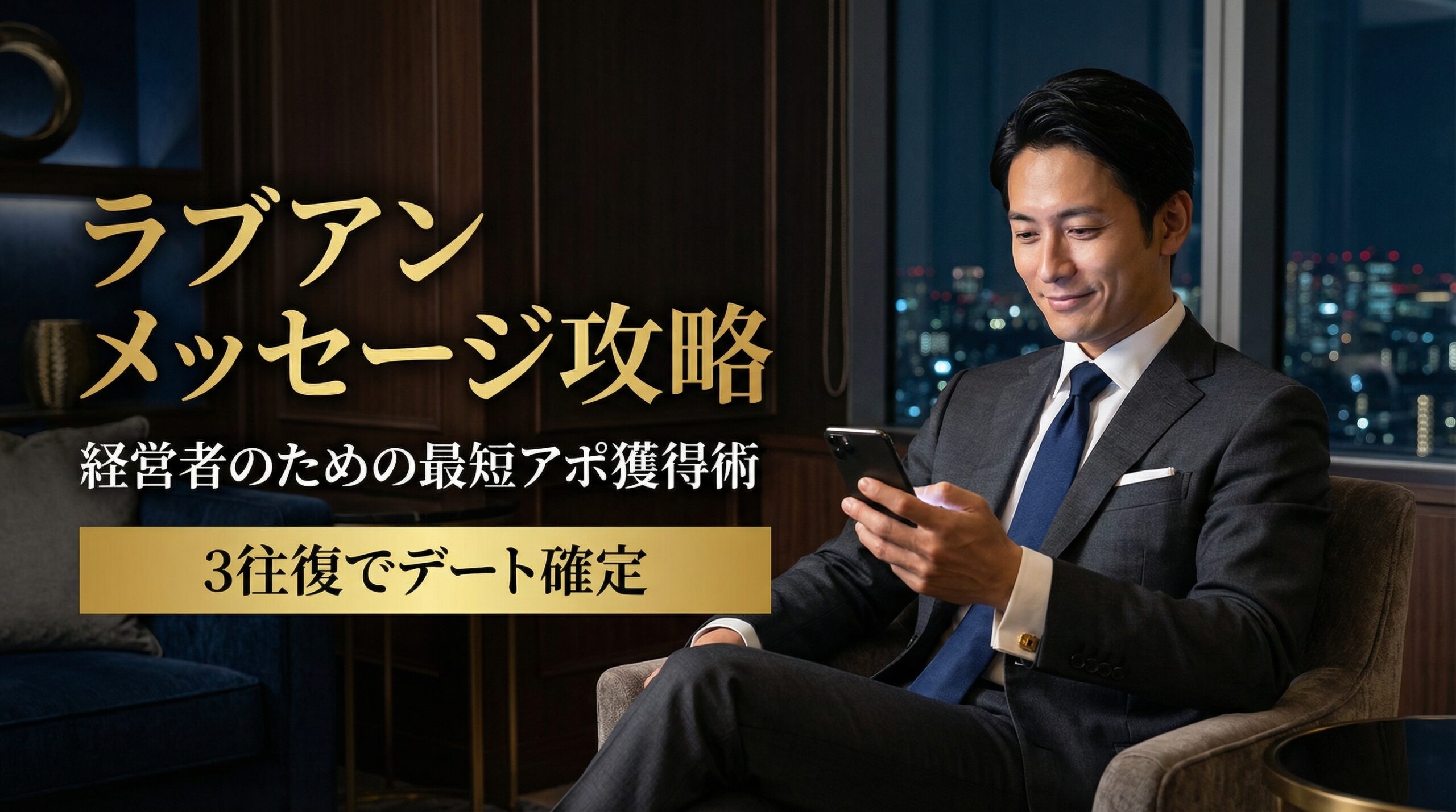 ラブアンのメッセージ攻略法。経営者が3往復でデートを確定させるための戦略イメージ。