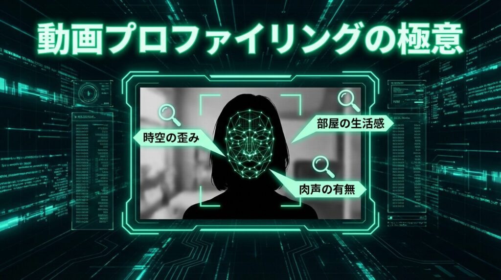 PJの動画プロフィールで写真詐欺(パネマジ)を見抜くチェックポイント図解。