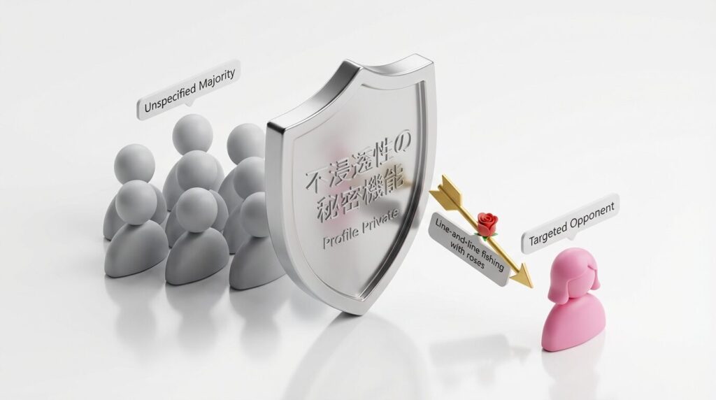 ラブアンのシークレット機能とバラによる一本釣り戦略の仕組み。既婚者の身バレ防止。