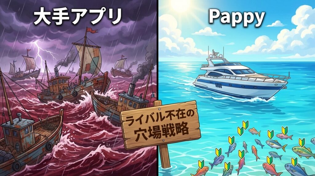 Pappyのブルーオーシャン戦略。競合の少ない市場で素人女性と出会う仕組み。