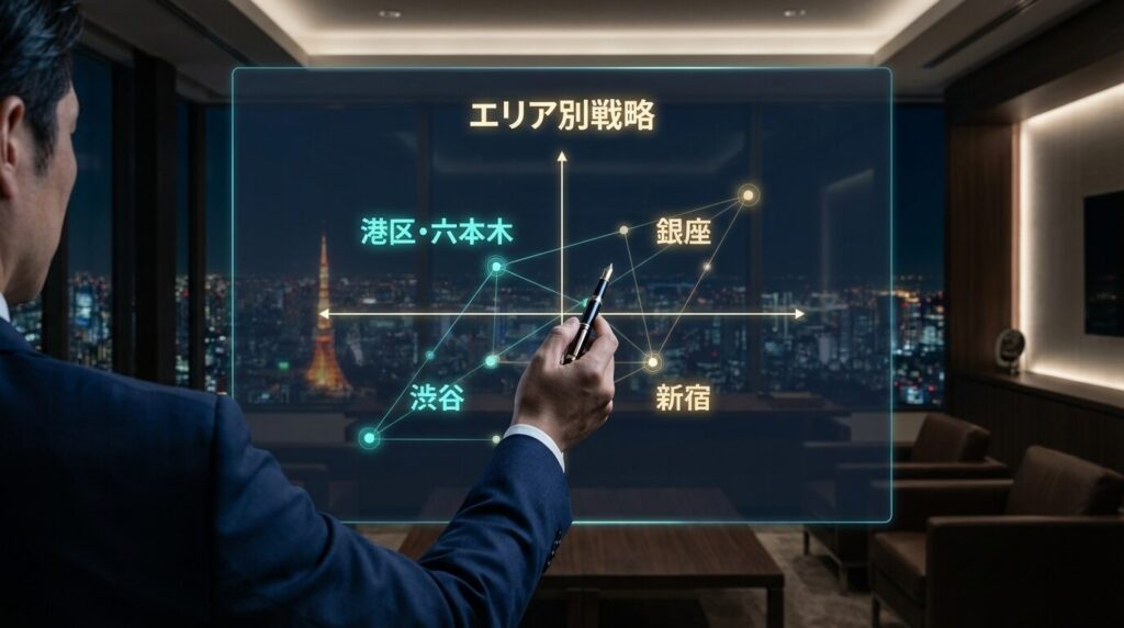 パパ活アプリ東京のエリア別特徴とポジショニングマップ