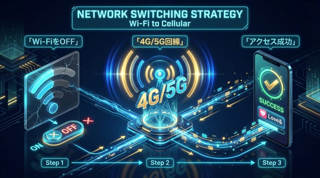 ラブアンに繋がらない時はWi-Fiを切ってキャリア回線で再接続する