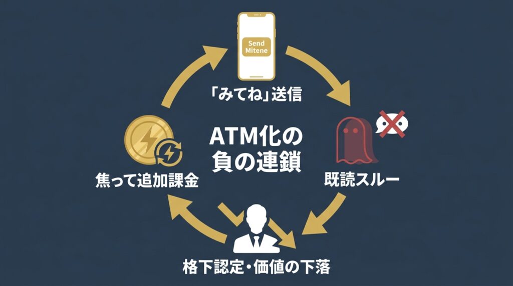 「みてね！」送信から格下認定、さらなる課金へと至るATM化の負のサイクル図解