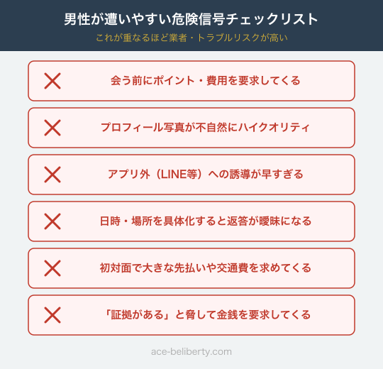 男性がパパ活で注意すべき危険信号のチェックリスト