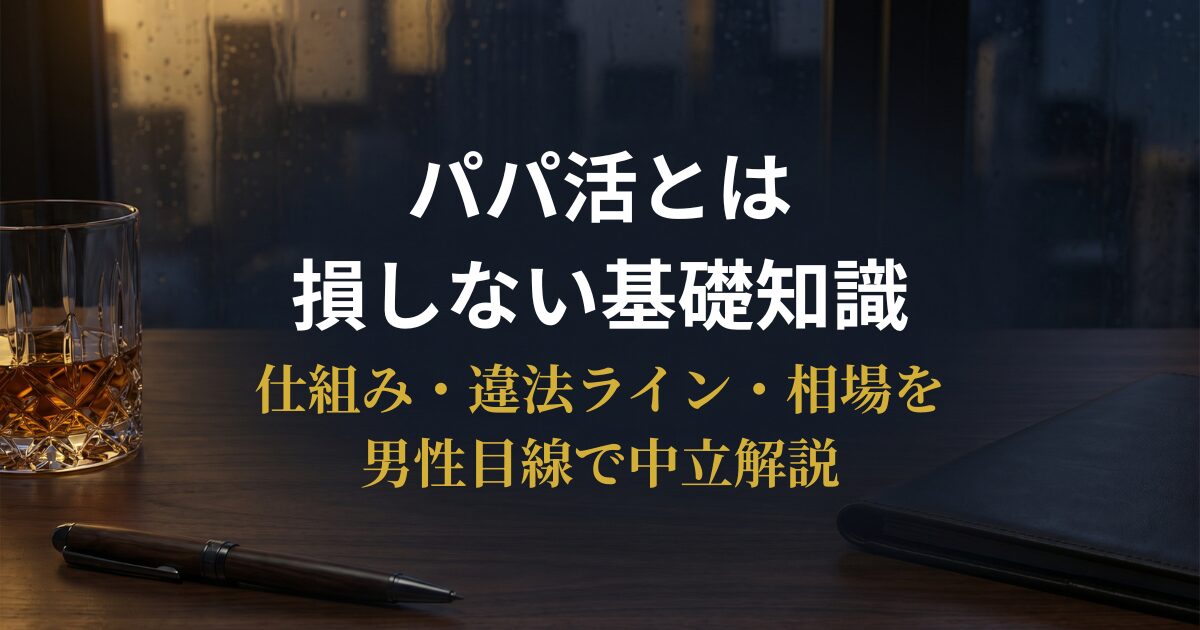 パパ活の仕組み・違法ライン・相場を男性目線で解説するアイキャッチ